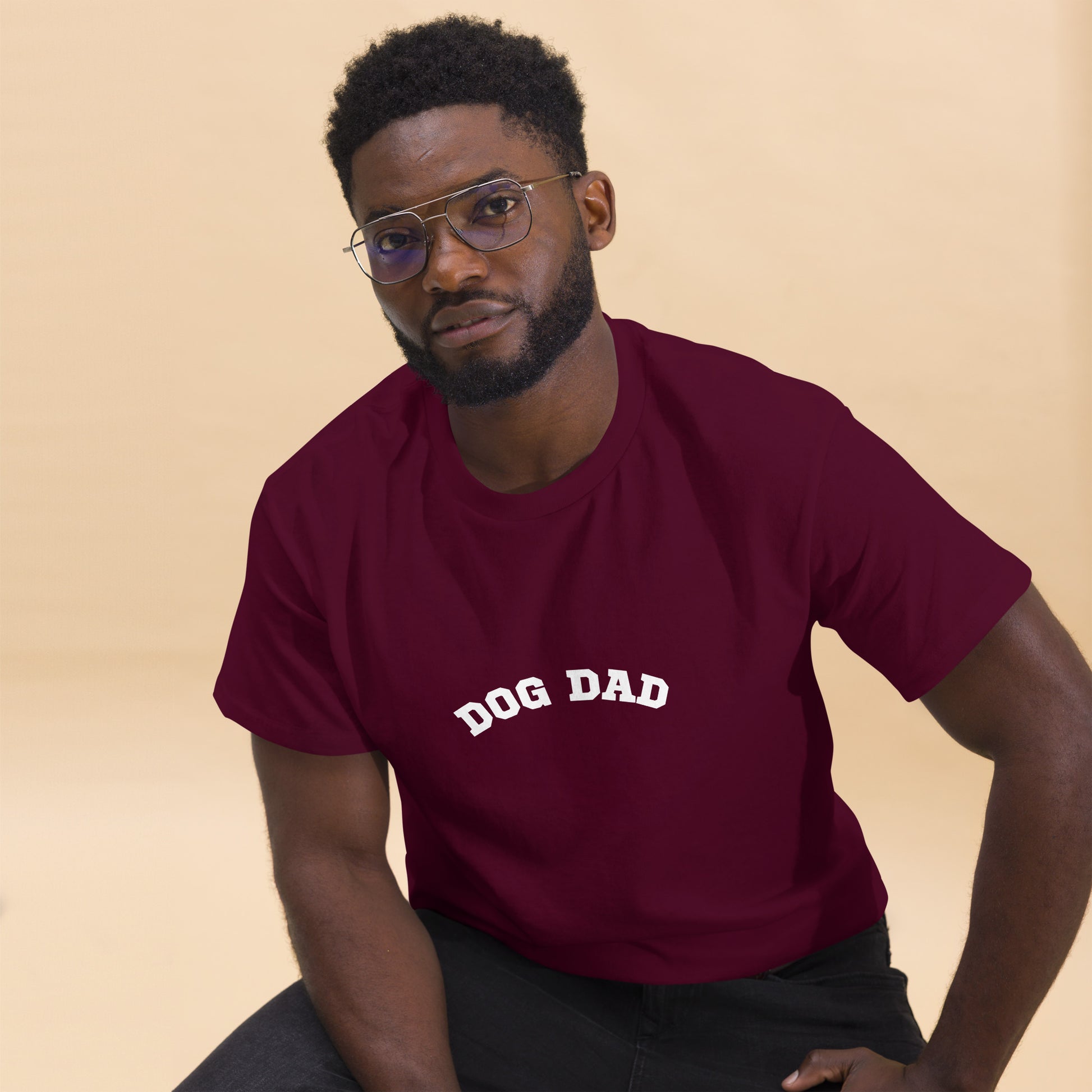 Dog dad Men t-shirt stretch soft lightweight cotton front side color maroon