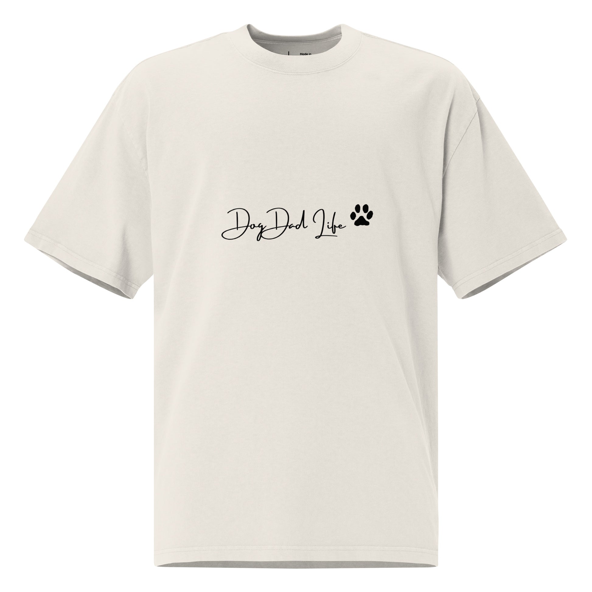 Dog dad life Men t-shirt stretch soft lightweight cotton front side color faded bone