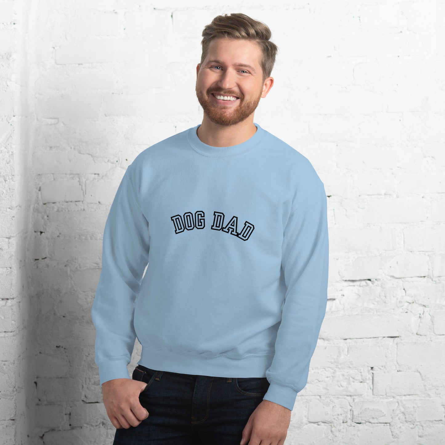 Dog dad classic crewneck sweatshirt color light blue front side