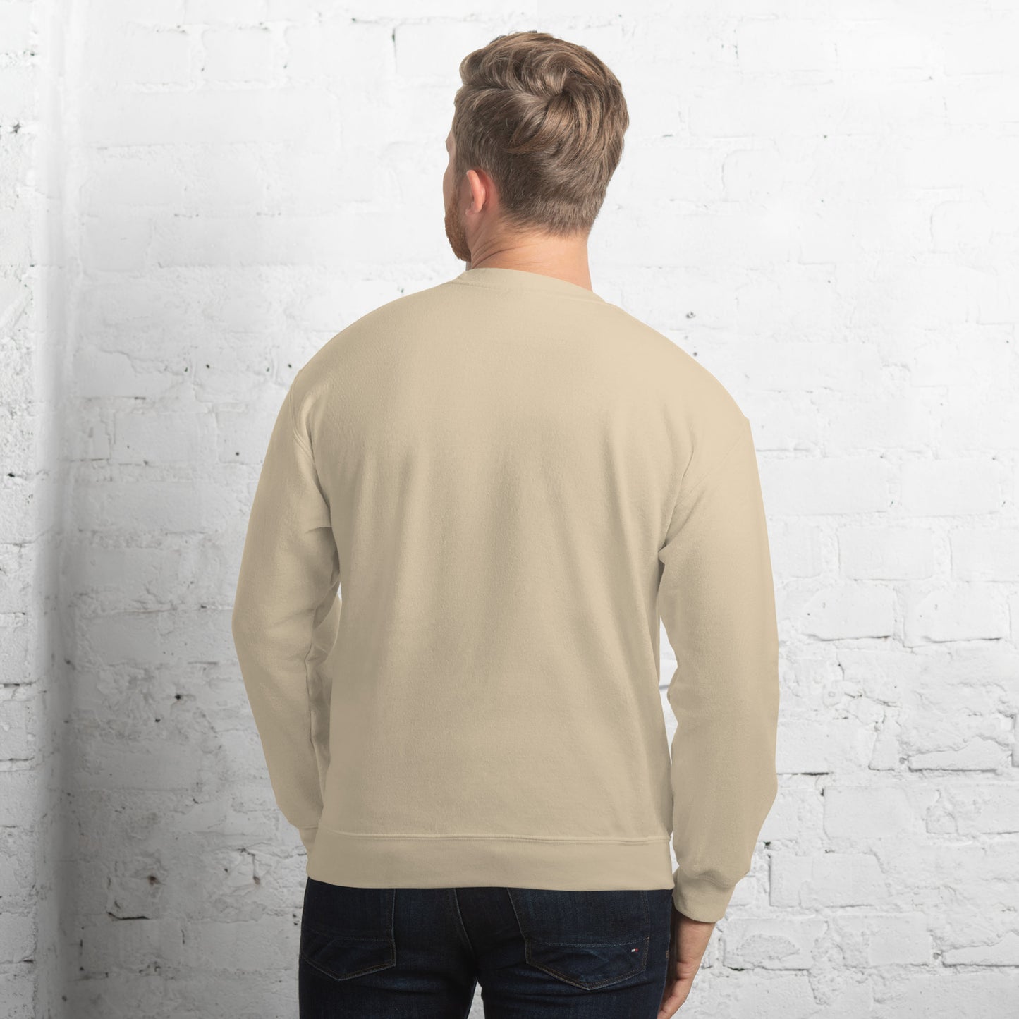 Dog dad classic crewneck sweatshirt color sand back side