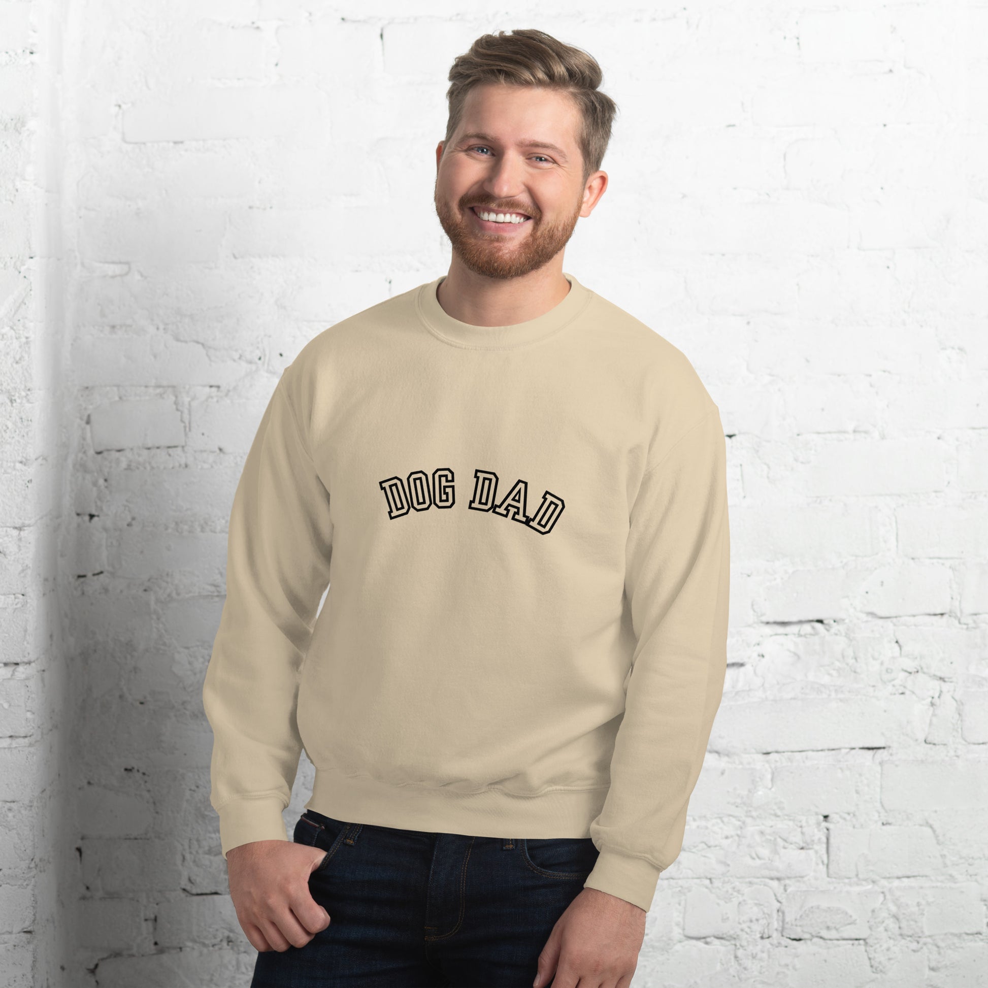 Dog dad classic crewneck sweatshirt color sand front side