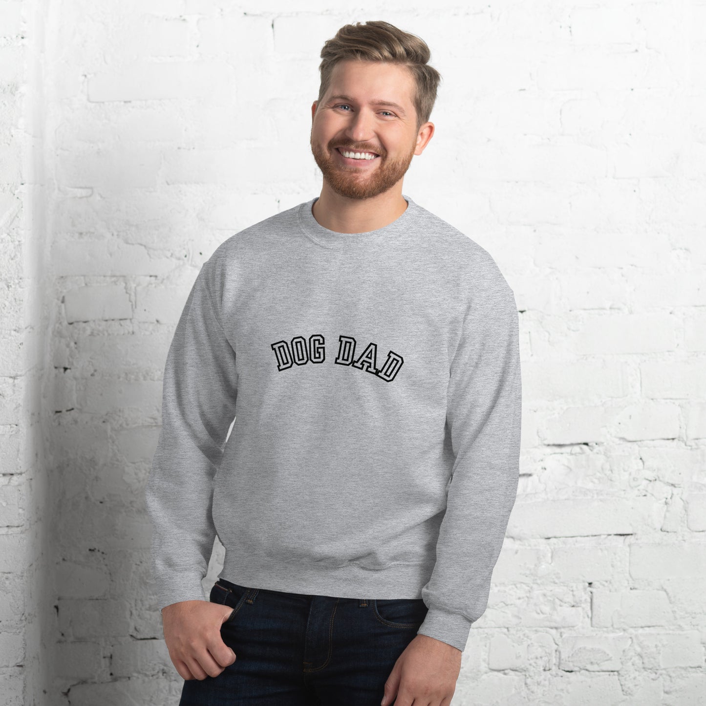 Dog dad classic crewneck sweatshirt color sport grey front side