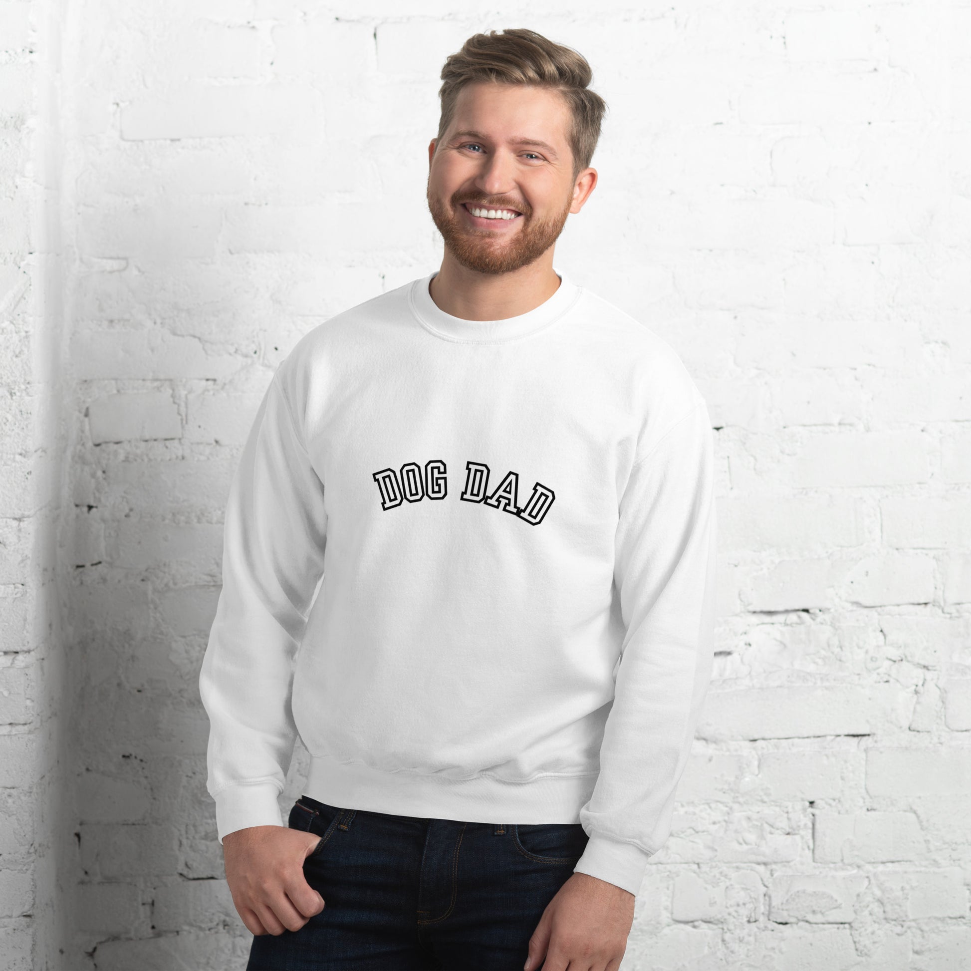 Dog dad classic crewneck sweatshirt color white front side