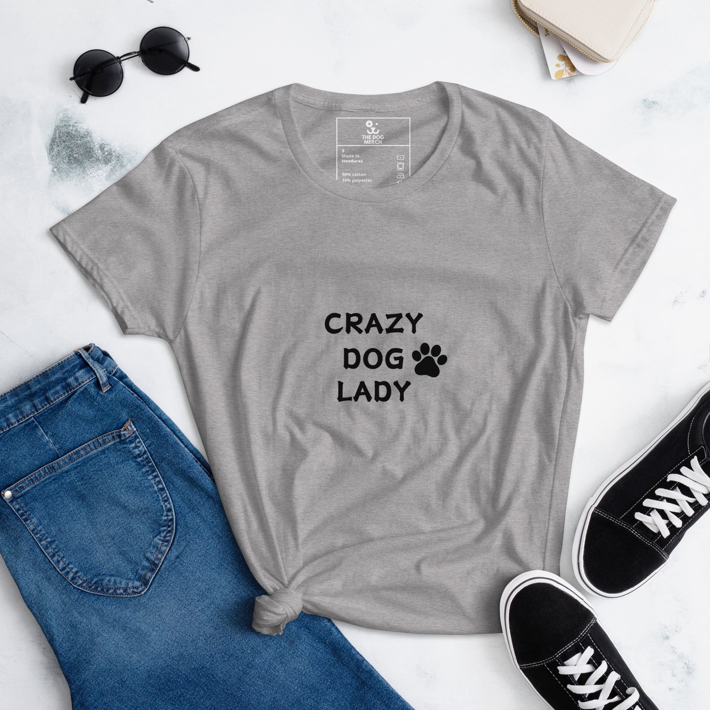 Crazy dog lady Women t-shirt cotton polyester front side color grey